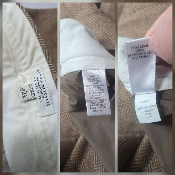 Banana Republic Wool Blend Chevron Tweed Kick Flare Dress Pants Sz 4 - Picture 4 of 7